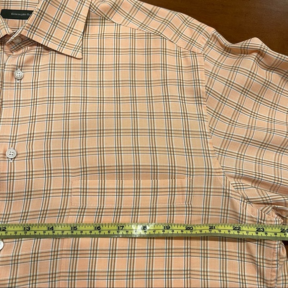 Ermenegildo Zegna Large Orange Windowpane Plaid Dress Shirt - Picture 13 of 16